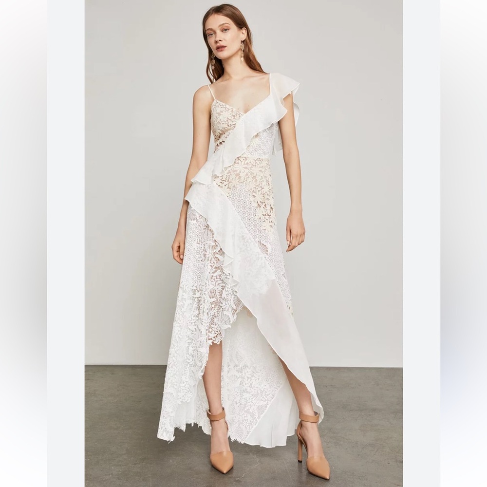 BCBGMAXAZRIA Eva Two-Tone Lace Gown.